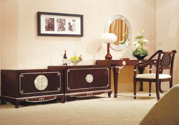 酒店客房家具---实木定制桌椅矮柜