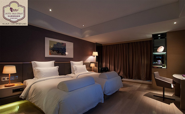 酒店客房家具---高档双人床房