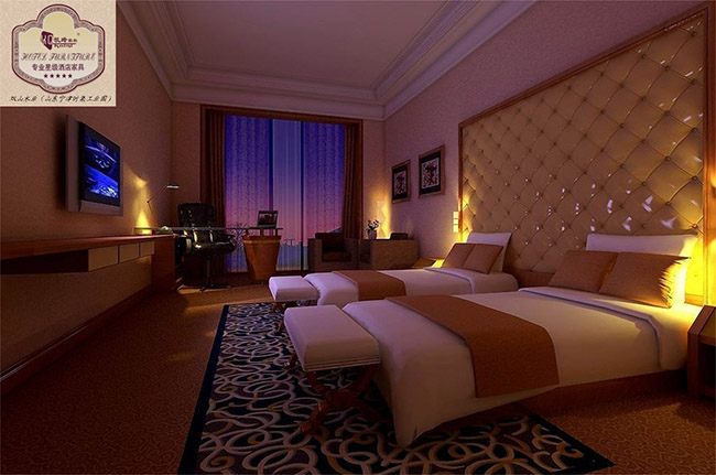 酒店客房家具---双人床房